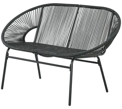 Produktbild von Outsunny Polyrattan Sitzbank 2-Sitzer Rattanbank Gartenbank bis 260 kg, Schwarz