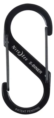 Produktbild von Schwarzer Edelstahl-Doppelkarabiner, 7 cm, 11 kg, Nachtgröße