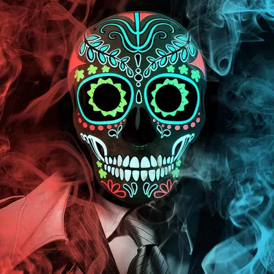 Image de Masque du Jour des Morts - avec éclairage LED - Masque d'Halloween pour adultes