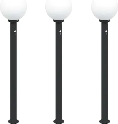 Zdjęcie produktu dla vidaXL Słupek oświetleniowy z czujnikiem 3 szt. 120 cm Czarny IP44