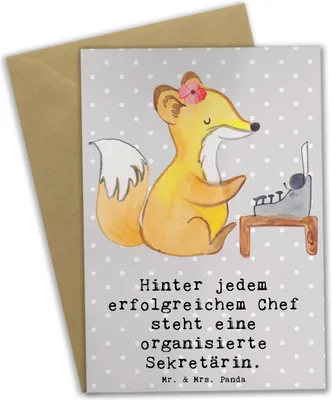 Produktbild von Mr. & Mrs. Panda Beileidskarte Sekretärin Erfolg - Grau Pastell - Geschenk, weihnachtskarten, hochzeitskarten, Grußkarten, vatertagskarte, Beruf, Büro, Berufe, Empfang