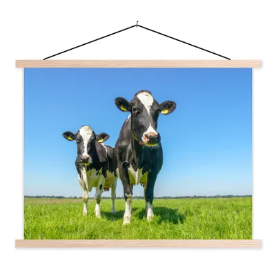 Produktbild von MuchoWow® Textilposter Kühe - Weide - Tiere - Bauernhof 60x45 cm mit holzfarbenen Rahmen - Bild