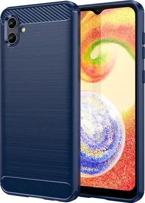 Produktbild von Galaxy A04 Hülle, Carbon-Faser TPU Silikon Stoßfest Schutzhülle für Samsung Galaxy A04 Blau