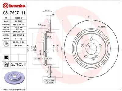 Produktbild von BREMBO Bremsscheiben (2 Stück) Hinterachse 08.7607.11