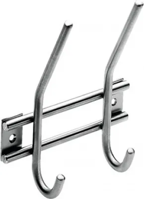 Obrázok produktu pre Šatníková tyč 2 háčiky nerezová oceľ/mat ŠxŠxV 140/55/165 mm