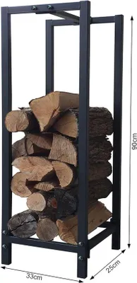 Obrázok produktu pre Kovový stojan na drevo pre vnútorné aj vonkajšie použitie, 33 x 25 x 90 cm