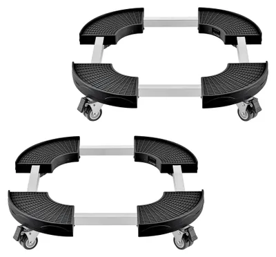 Produktbild von Transportroller mit 4 feststellbaren Rädern, Tragkraft 181 kg, 2 Stück, verstellbar von 380–580 mm, Transportwagen für Mülltonnen, multifunktionale Transporthilfe, schwarz