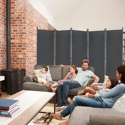 Obrázek produktu pro Rozdělovač prostoru – přepážka – paravan – prostorový členič – clona zajišťující soukromí – skládací, 5 panelů, rozměry 280 x 180 cm