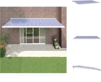 Obrázek produktu pro vidaXL Markýza stahovací modrobílá 5x3 m látka a hliník - Markýzy