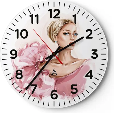 Produktbild von Wanduhr - Rund - Glasuhr - Frau Künstlerin Mode - 40x40cm - Schleichendes Uhrwerk - Lautlos - zum Aufhängen bereit - Dekoration Modern - Wanddekoration aus Glas - C4AR40x40-5092