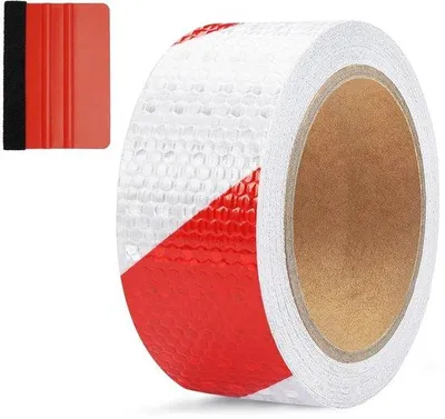 Imagen del producto de Calcomanías reflectantes de advertencia, rojas y blancas, autoadhesivas