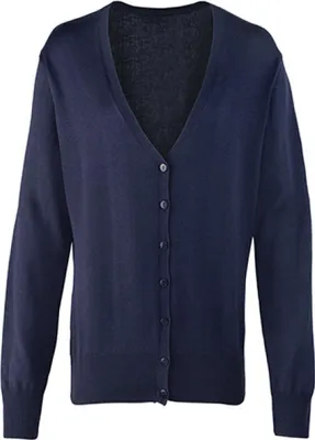 Produktbild von Premier Workwear PR697 | Damen Button Through Knitted Cardigan + - Farbe: Navy - Größe: S (10)