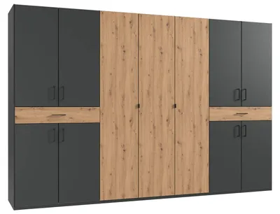 Produktbild von Kleiderschrank Tibet Drehtürenschrank 313x58x208cm graphit Eiche Artisan11-türig (18953)