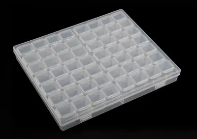 Produktbild von Aufbewahrungsbox für Diamantmalereien, Zubehörboxen für Diamantmalereien, Kunststoffbox für Diamantstickereien, Sortierbox mit Deckel für Kleinteile (56 Fächer)