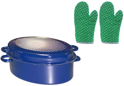Produktbild von Gänsebräter kobaltblau oval 42 cm mit Deckel