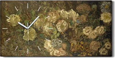 Produktbild von Küchenuhr Bürouhr Leinwand Uhr Geräuschlos 60x30 Gemälde Abstrakte Blumen Kunst - weiße Hände