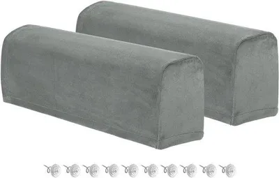 Imagen del producto de Reposabrazos (2 unidades) - Poliéster - Asiento suave - Antideslizante - Mesa integrada - Silla con asiento - Articulaciones giratorias - Gris