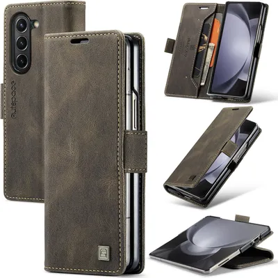 Image de Etui pour Samsung Galaxy Z Fold 5 5G, Etui rétro en cuir PU, stand et étui de protection Bronze