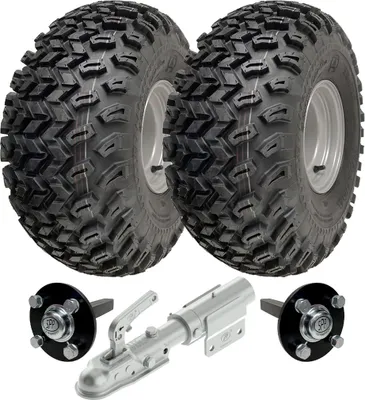 Image de 22x11.00-8 Utility ATV Quad Trailer Kit P334 Wheels Axles & Swivel Hitch 900kgs