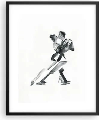 Produktbild von Gerahmtes Poster - Schwarzer Rahmen - Tango Zeichnen Schwarzweiß - 40x50 cm - Wand Bild - Wanddeko - Wandbilder - Wandposter - Bilderrahmen - Bilder - Kunstdruck - Wandbild - P2BPA40x50-4300