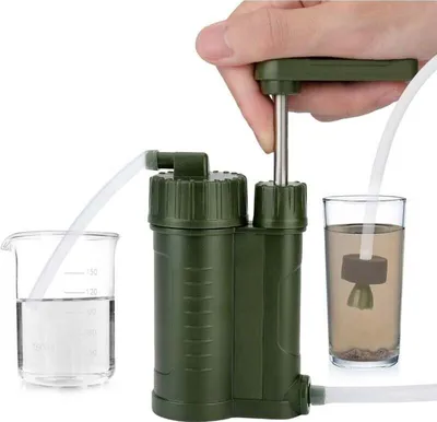 Produktbild von Outdoor-Wasserfilter, Wasserfilter für Camping und Wandern, geeignet für Wandern, Camping, Trekking, Outdoor, Notfall, mehrschichtiger Wasserfilter mit Pumpe, Notfallsituation entfernt Bakterien