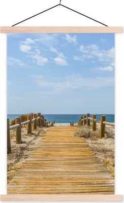 Produktbild von MuchoWow® Textilposter Strand - Weg - Sommer 60x90 cm mit holzfarbenen Rahmen - Textil