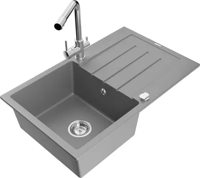 Produktbild von Mexen Bruno 1 Becken-Granitspüle mit Abtropffläche und Mischbatterie Duero, Grau - 6513-71-671600-00
