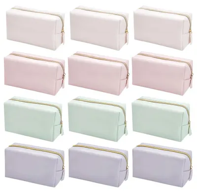 Productafbeelding van Solidchoice - Set van 12 Cosmeticatasjes van Polyurethanleer - Waterdichte Make-uptasjes voor Dames
