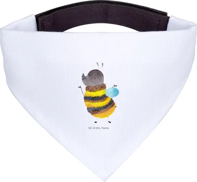 Produktbild von Mr. & Mrs. Panda Halstuch Hund Hummel flauschig - Weiß - Geschenk, Blume, Natur, Lustige Sprüche, Für Hunde, Tuch, Hundehalstuch, Biene