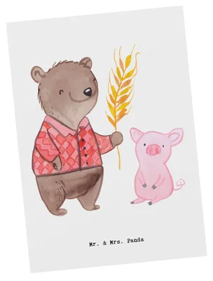 Produktbild von Mr. & Mrs. Panda Grußkarte Landwirt Herz - Weiß - Geschenk, Farmer, Bauernhof, Schweine, Postkarte, Postkarten, Tiere, bildkarte, Kunstkarten, Ansichtskarte