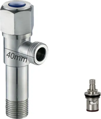 Zdjęcie produktu dla INF Zawór kątowy ciepła zimna z ceramicznym wkładem mosiądz i stal 10,35cm do pralki Niebieski