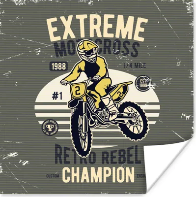 Produktbild von MuchoWow® Poster Motorrad - Mann - Retro - Gelb 50x50 cm - Wohnzimmerdekoration