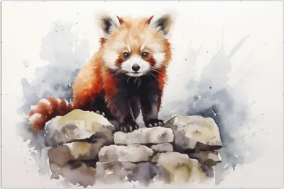 Produktbild von Wallario Wandbild Neugieriger Rotpanda, Größe: 61 x 91,5 cm, Poster mit rahmenlosen Bildhalter