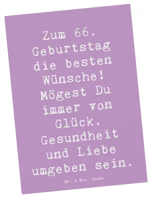 Produktbild von Mr. & Mrs. Panda Postkarte Spruch 66. Geburtstag - Lavendeltraum - Geschenk, einzelkarte, Feiern, Grußkarte, Jubiläum, Glück, Ansichtskarten, beste Wünsche, Alter