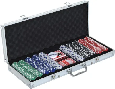 Zdjęcie produktu dla Etui Do Pokera Zestaw Do Pokera 500 Żetonów Do Pokera 2X Gra Karciana 5X Kości 1X Aluminiowa Obudowa Zestawu Do Pokera Etui Na Żetony Aluminium + Polistyren 55,5X22X6,5Cm