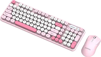 Obrázek produktu pro Bezdrátová klávesnice a myš Combo 98 kláves dobíjecí 2,4G+BT režim pro počítač/notebook růžová