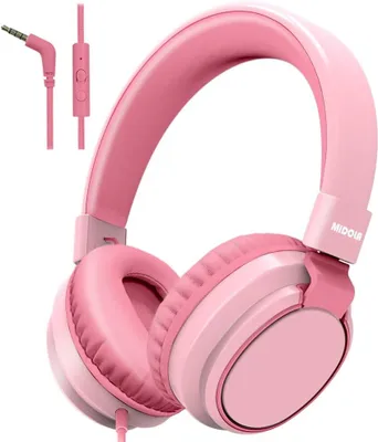 Produktbild von MIDOLA Kinderkopfhörer, kabelgebunden, Lautstärkebegrenzung 85/96 dB, Over-Ear/On-Ear, faltbares Headset mit Inline-Kabel, AUX-3,5-mm-Kabelmikrofon