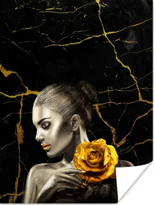 Produktbild von MuchoWow® Poster Frauen - Rosen - Gold - Marmor 30x40 cm - Wandplakat - Poster Kinderzimmer