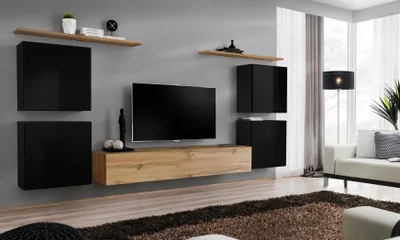 Produktbild von Wohnwand Schrank Wandregal Holz Wohnzimmer Möbel TV Ständer Design Sideboard