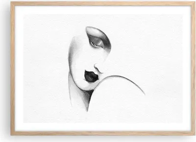 Produktbild von Gerahmtes Poster - Rahmen in heller Eiche - Porträt Frau Skizze - 70x50 cm - Wand Bild - Wanddeko - Wandbilder - Kunstposter - Wandposter - Bilderrahmen - Bilder - Kunstdruck - P2NAA70x50-4475