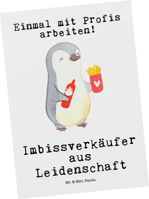 Produktbild von Mr. & Mrs. Panda Grußkarte Imbissverkäufer Leidenschaft - Weiß - Geschenk, Postkarte, Ansichtskarten, Ansichtskarte, bildkarte, Witzig, Postkarten, Spruch, Lustig