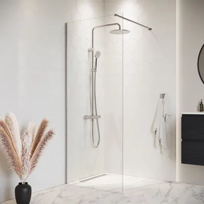 Produktbild von Duschwand Florida 50 x 200cm Glas Duschabtrennung Chrom - Walk-In Dusche Nano Duschtrennwand