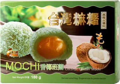 Produktbild von Mochi Kokos Pandan Geschmack 180g Klebreiskuchen asiatische Süßwarenspezialität 6 Stück