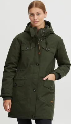 Produktbild von OXMO OXTala Damen Wintermantel Parka Mantel gefüttert mit hochabschließendem Kragen