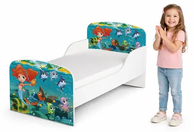 Produktbild von Bayagu Weißes Kinderbett 140x70cm aus Holz mit 10 cm Schaumstoffmatratze