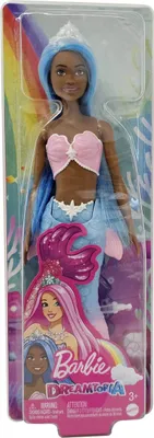 Image de Mattel HGR12 Barbie Dreamtopia Sirène Arc-en-ciel Magie Cheveux bleus Rose Nageoire Bleue Couronne blanche pour enfants