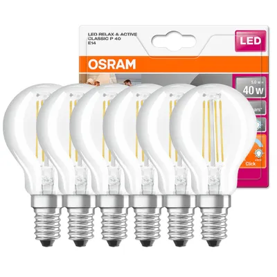 Produktbild von 6 x Osram LED Relax & Active Classic P40 Tropfen 5W = 40W E14 klar 470lm 2700K & 4000K per Lichtschalter