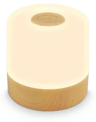 Image de Lampe de table LED rechargeable 70x70mm ronde 2W 150lm 2700K lumière blanche chaude dimmable 3 niveaux IP44 tactile bois lampe notérieur extérieur