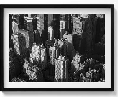 Produktbild von Schwarz-weiße Architektur der Stadt– Wandbild mit Rahmen – Gerahmtes Bild  – Wanddekoration – 80x60 cm –  Schwarz Rahmen