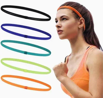 Produktbild von Sportband für Kinder - 5 Stücke - schmal - sportlich - antirutsch - elastisch - Damen - Joggen - Laufen - Fußball - Yoga